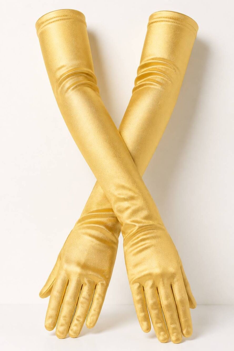 🔹️NWT Gold Satin Long Elbow Length Formal Gloves
